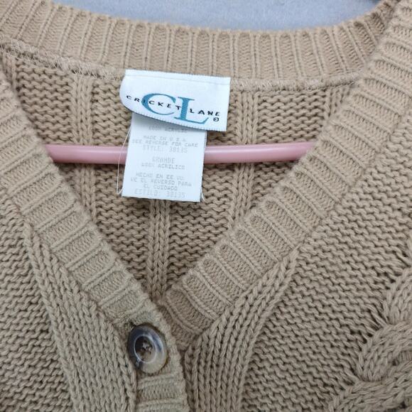 NWT Vtg 90s Cricket Lane Cardigan Sweater Women's L Cable Knit Autumn Harvest - Picture 3 of 10